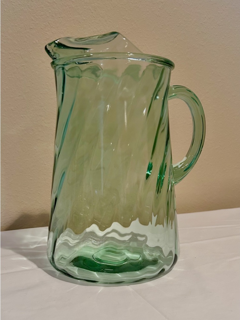 Vintage Bartlett Collins Green Swirl Pitcher See Description